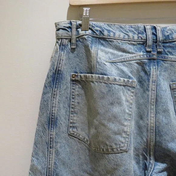 FREE PEOPLE WE THE FREE Good Luck Mid Rise Barrel Jeans Ultra Light Beam 31S - Picture 12 of 16